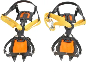 1Pair 10 Teeth Stainless Steel Crampons, Anti Skid Snow Ice Climbing Shoes Traction Device, Mountaineering Essential, Non Slip Spike Climbing Gear for Outdoor Activity