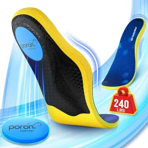 240 lbs Plantar Fasciitis Relief Insoles Men, Comfort PORON Shoe Inserts for Women, Heavy Duty High Arch Support Inserts for Pain Relief Absorb Shock, Work Boot Orthotic Insoles Flat Feet & Pronation