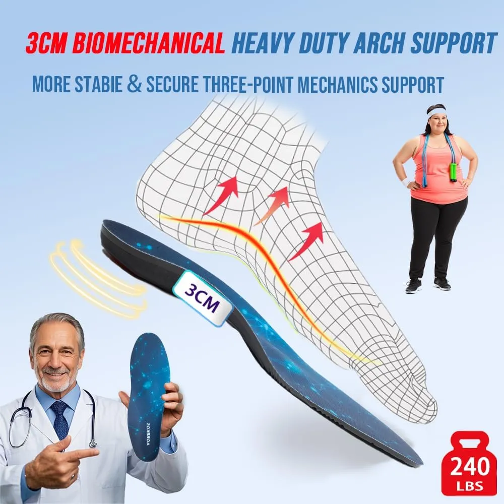 240lbs Plantar Fasciitis Relief Insoles Men Women, Comfort Metatarsal High Arch Support Shoe Inserts,Heavy Duty Orthotic Inserts for Pain Relief,Work Boot Shoe Insole for Flat Feet & Pronation