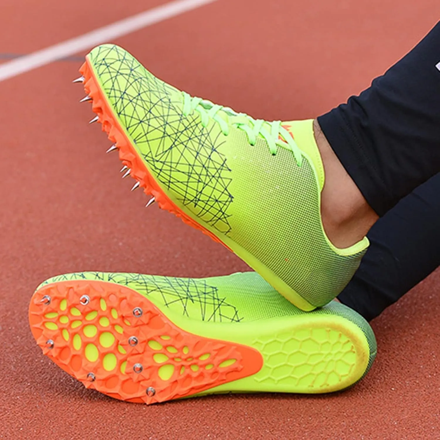 AIRFUL Mens Track and Field Shoes Teenagers Spikes Sneakers Boys Track Race Jumping Professional Running Nail Spikes Shoes Boys Girls (Color : Black, Size : 8 Women/6.5 Men)