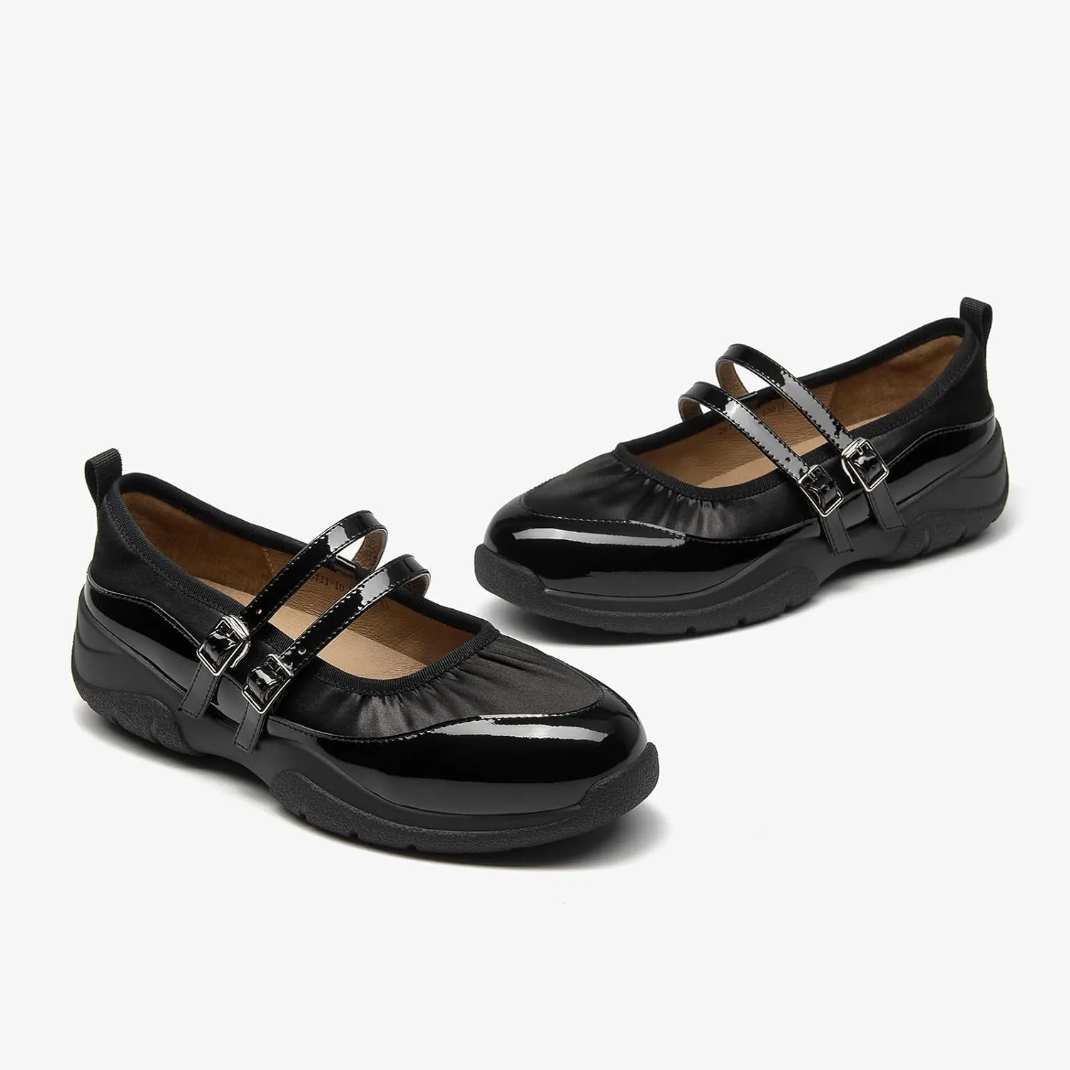 BEAU TODAY Mary Jane Shoes Women, Ballet Flats Shoes for Women, Buckle Strap Genuine Leather Flats, Comfortable Square Toe Dressy Mary Jane Flats Trendy