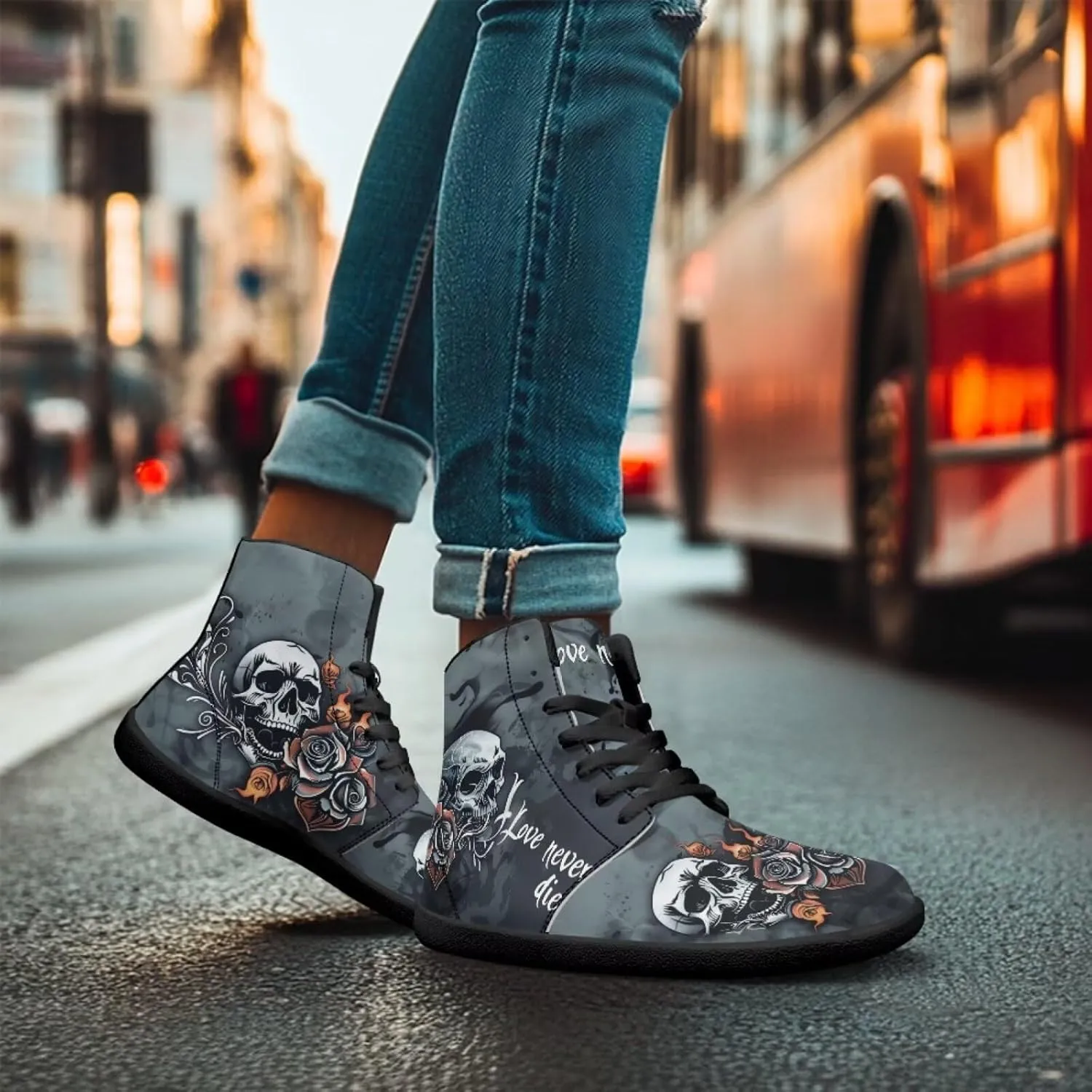 Binienty Men Women High Top Barefoot Shoes Lace Up PU Leather Sneaker Anti Slip