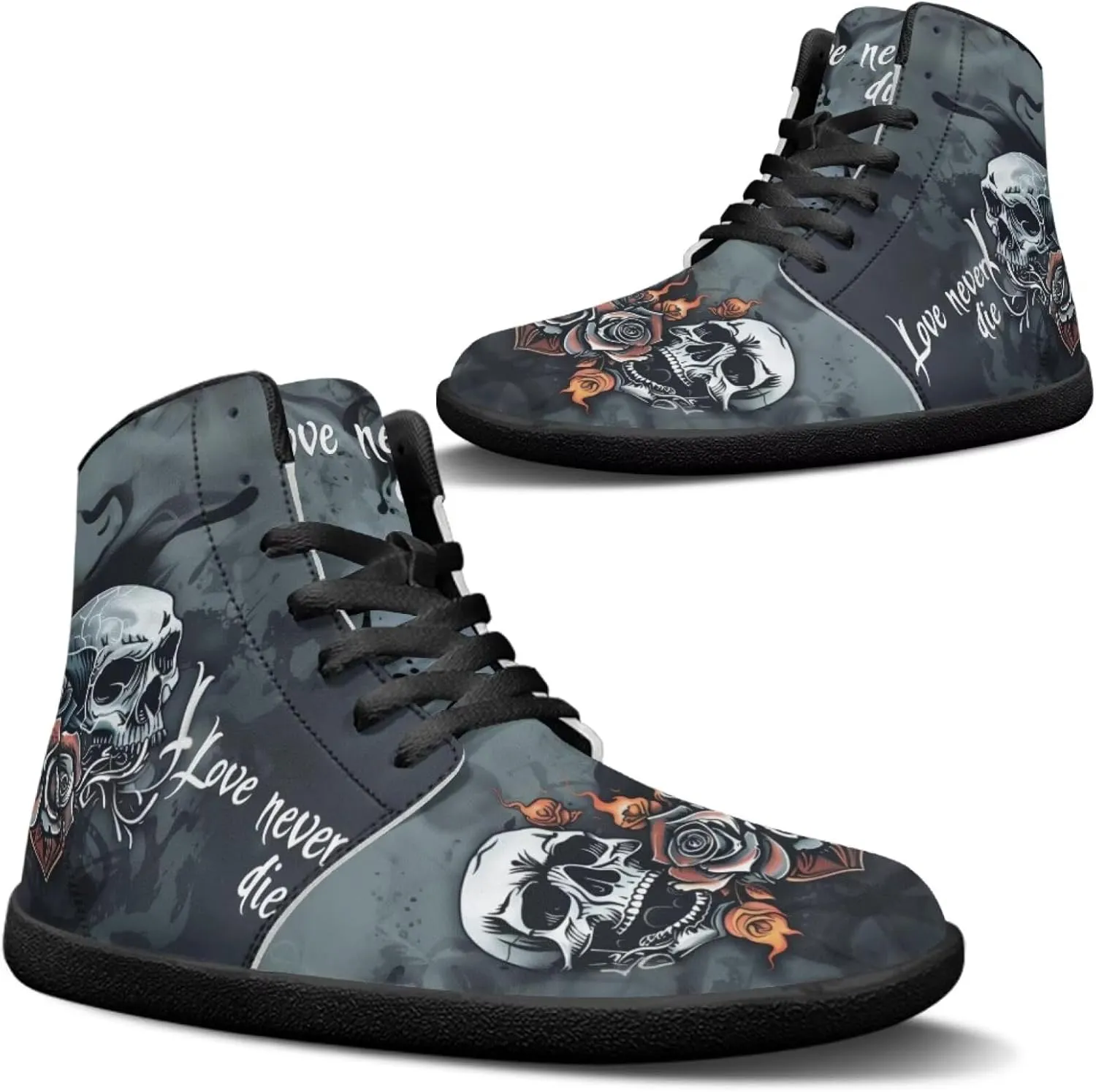 Binienty Men Women High Top Barefoot Shoes Lace Up PU Leather Sneaker Anti Slip