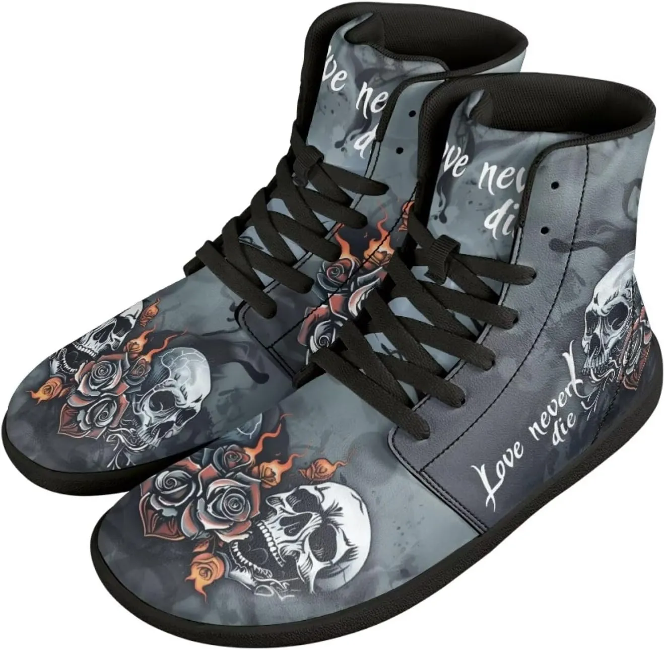 Binienty Men Women High Top Barefoot Shoes Lace Up PU Leather Sneaker Anti Slip
