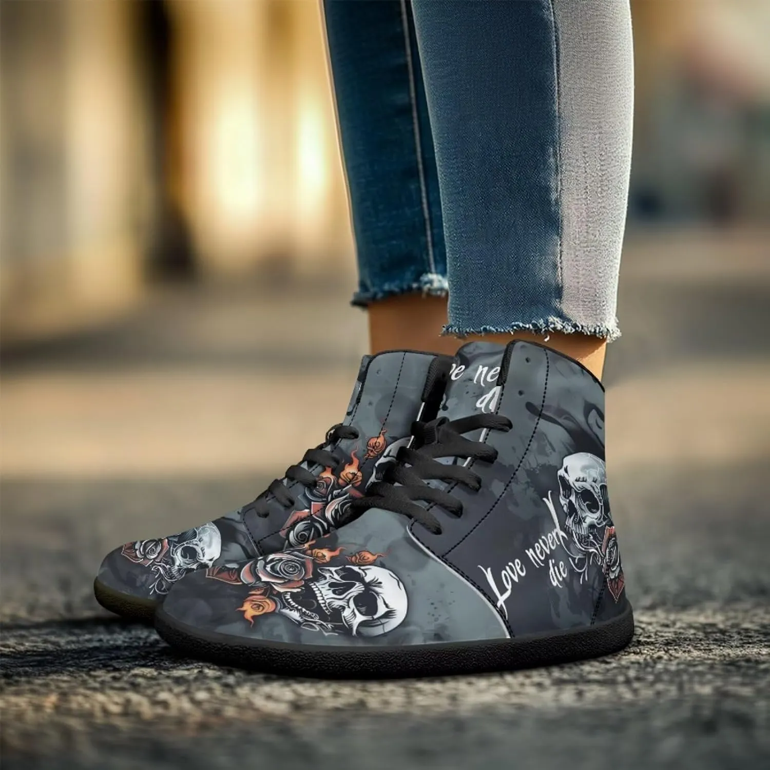 Binienty Men Women High Top Barefoot Shoes Lace Up PU Leather Sneaker Anti Slip