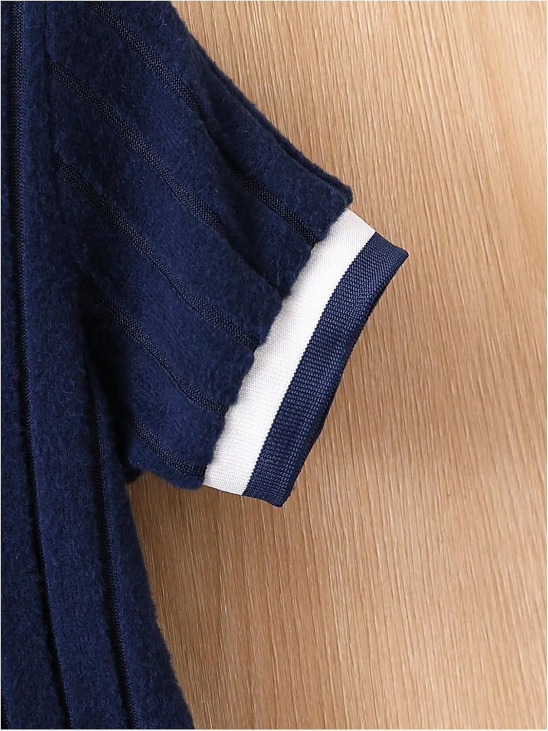 Boy's 2 Piece Summer Outfits Ribbed Knit Color Block Short Sleeve Golf Shirt and Track Shorts Sets