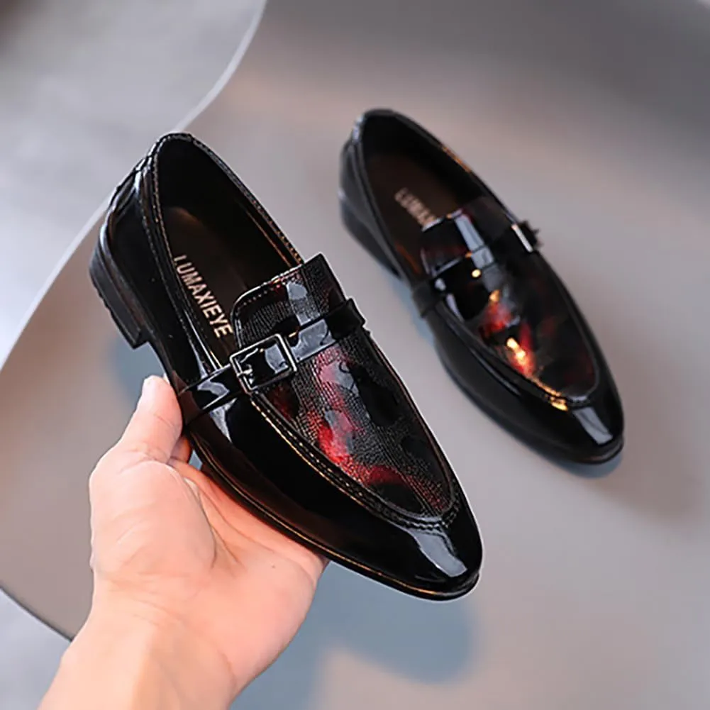 Boys Classic PU Leather Lace-Up School Uniform Oxfords Casual Dress Shoes Loafers Flats