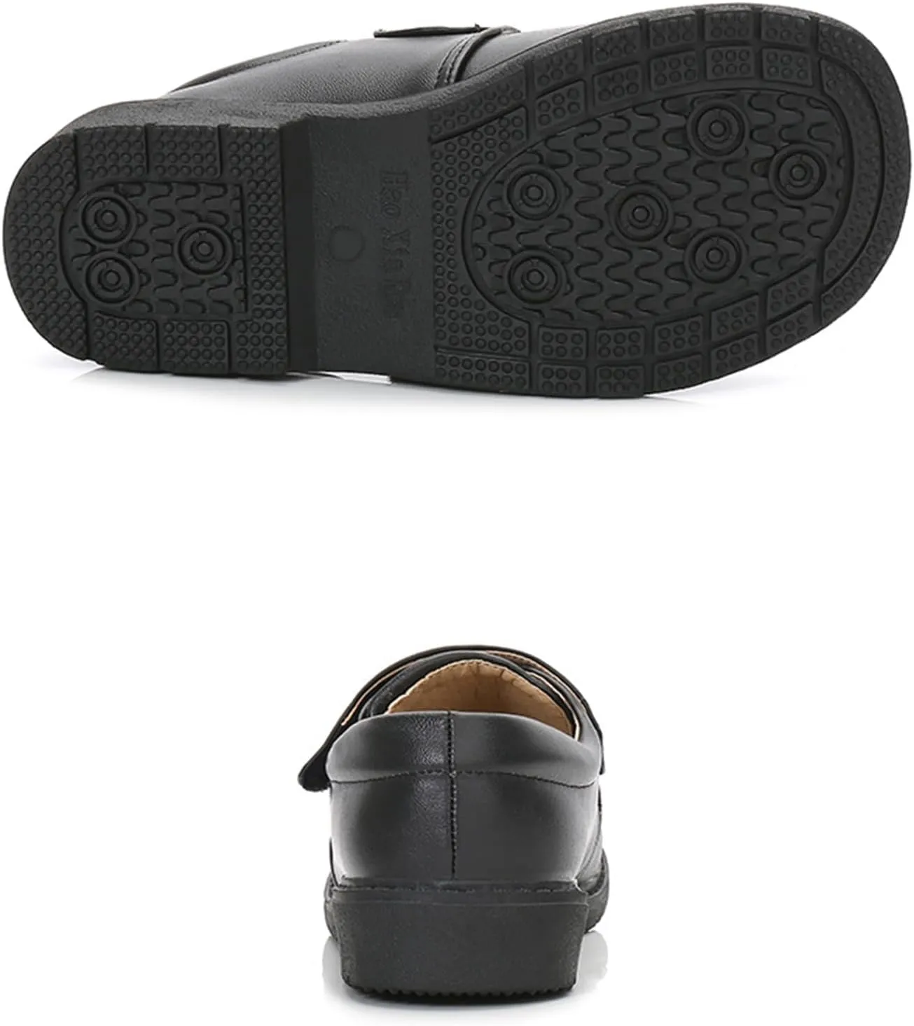 Boys Leather Hook and Loop Dress Oxford Shoes Fashionable Round Toe Thick Bottom Non-Slip Slip-On Kids Oxford School Uniform Loafers Church Formal Shoes