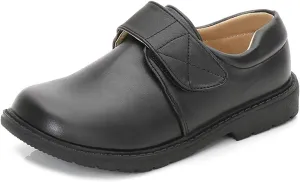 Boys Leather Hook and Loop Dress Oxford Shoes Fashionable Round Toe Thick Bottom Non-Slip Slip-On Kids Oxford School Uniform Loafers Church Formal Shoes