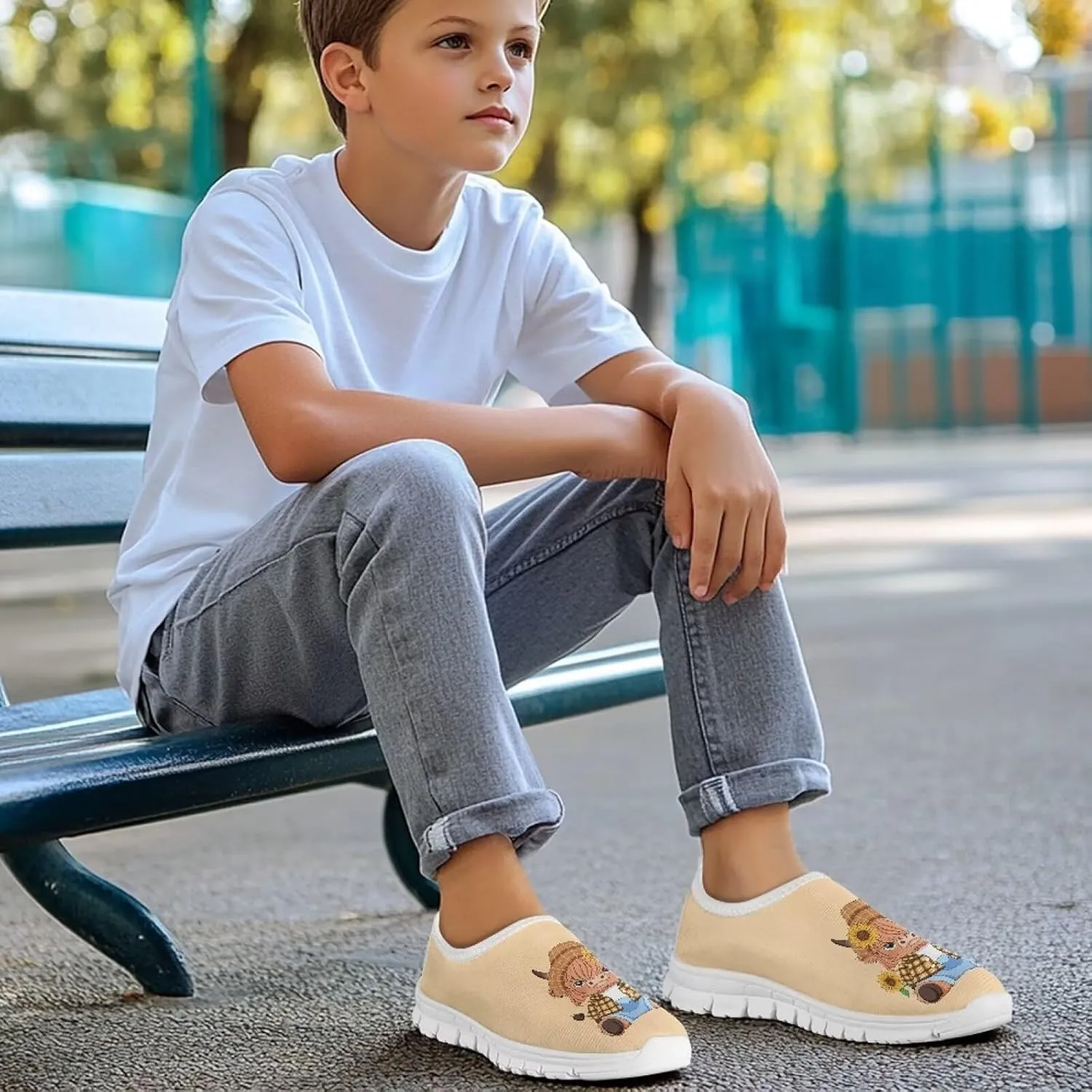 Boys Running School Shoes Funny Print Kids Casual Sneakers for Travel