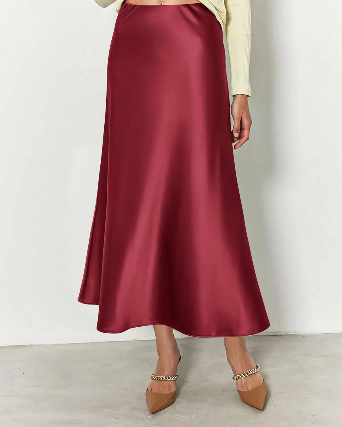 BTFBM 2025 Women Summer Spring Long Satin Skirt Silk Elegant High Waist Cocktail Party Wedding Flowy A-Line Midi Skirts