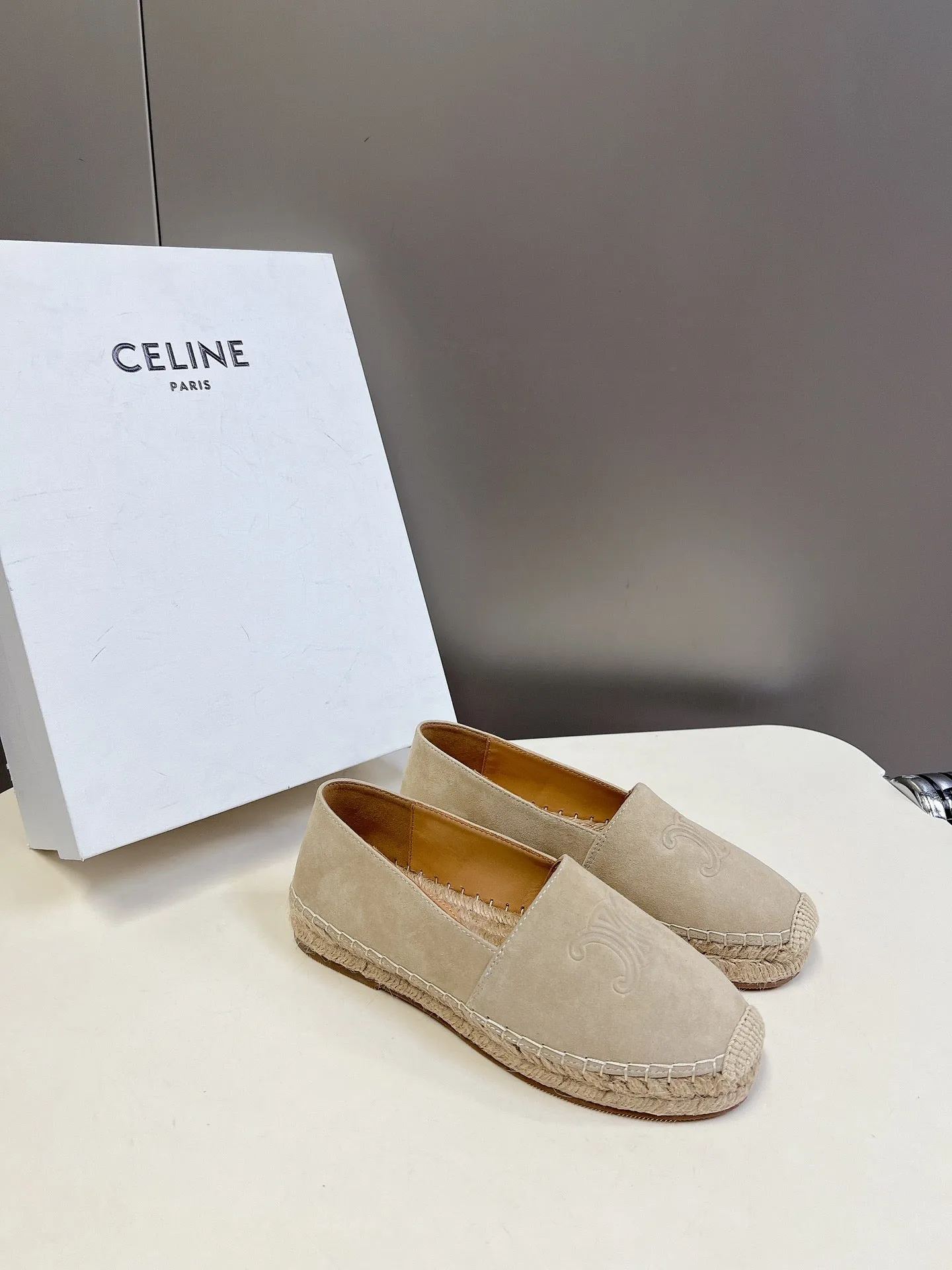 CELINE Espadrillas Loafers Beige Suede 285937