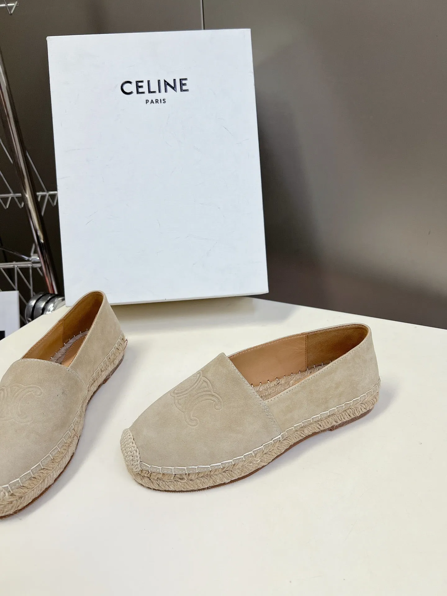 CELINE Espadrillas Loafers Beige Suede 285937