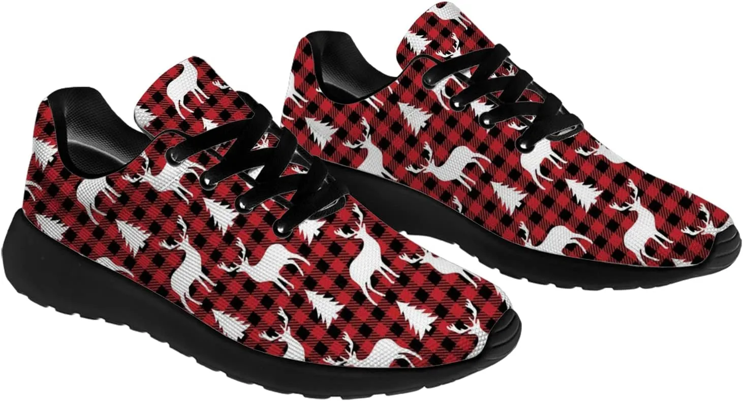 Christmas Pattern Shoes Womens Mens Tennis Walking Sneakers Breathable Athletic Running Shoes Gifts for Her,Him