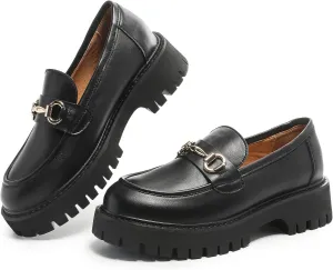 Chunky Loafers Women Platform Loafers for Women Chunky Heel Lug Sole Loafers for Women Slip ons Round Toe