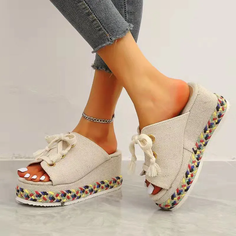 Colorful Grassland Thick heel Sandals