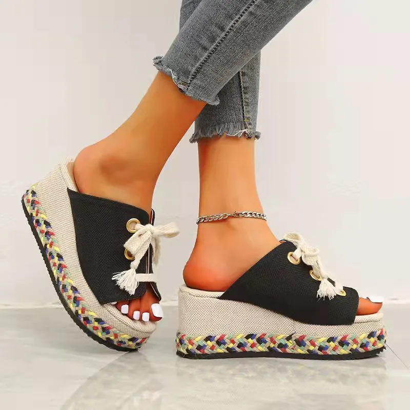 Colorful Grassland Thick heel Sandals