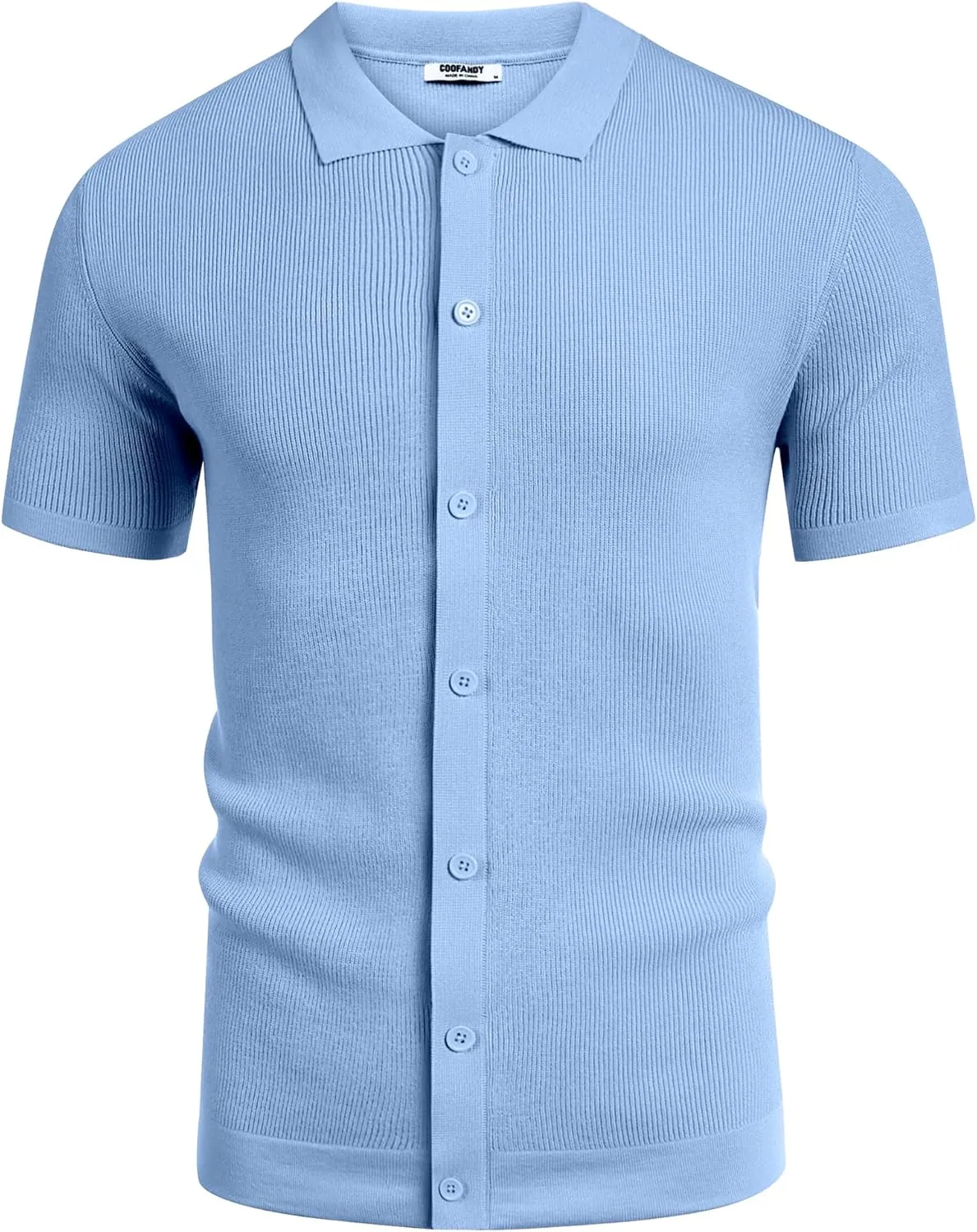 COOFANDY Men's Vintage Knit Shirt Short Sleeve Button Down Polo Shirts for Summer Casual & Vacation