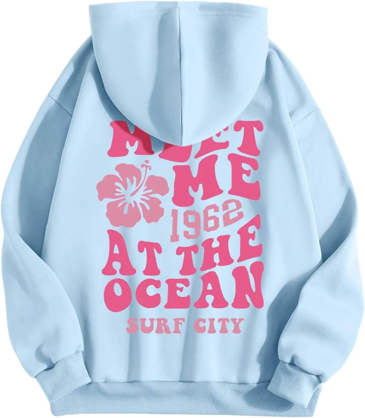 Cute Beach Sweatsuits Women 2 Piece Outfit Meet Me at The 1962 Pink Tree Graphic Hoodie with Sweatpants Cute Tracksuit