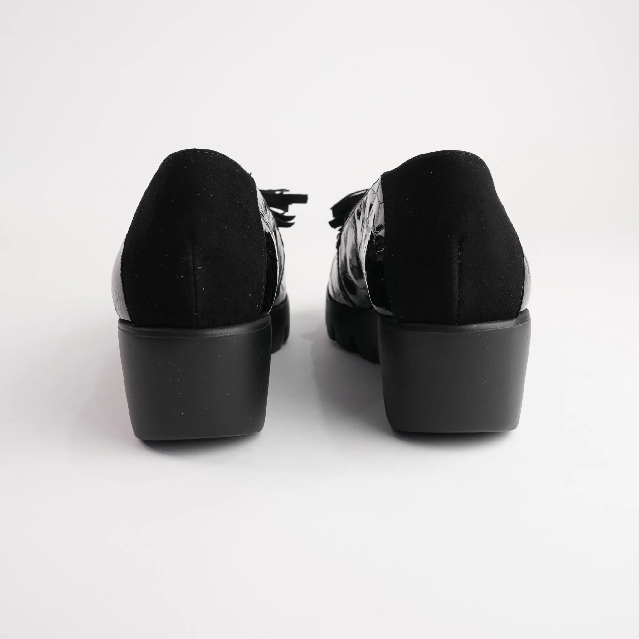 Daphne Black Croc Patent Leather Loafers
