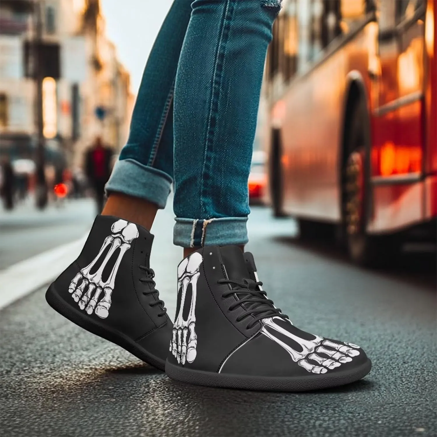 Doojoayie High Top Shoes for Men Wide Width PU Leather Shoes Emerging Adult