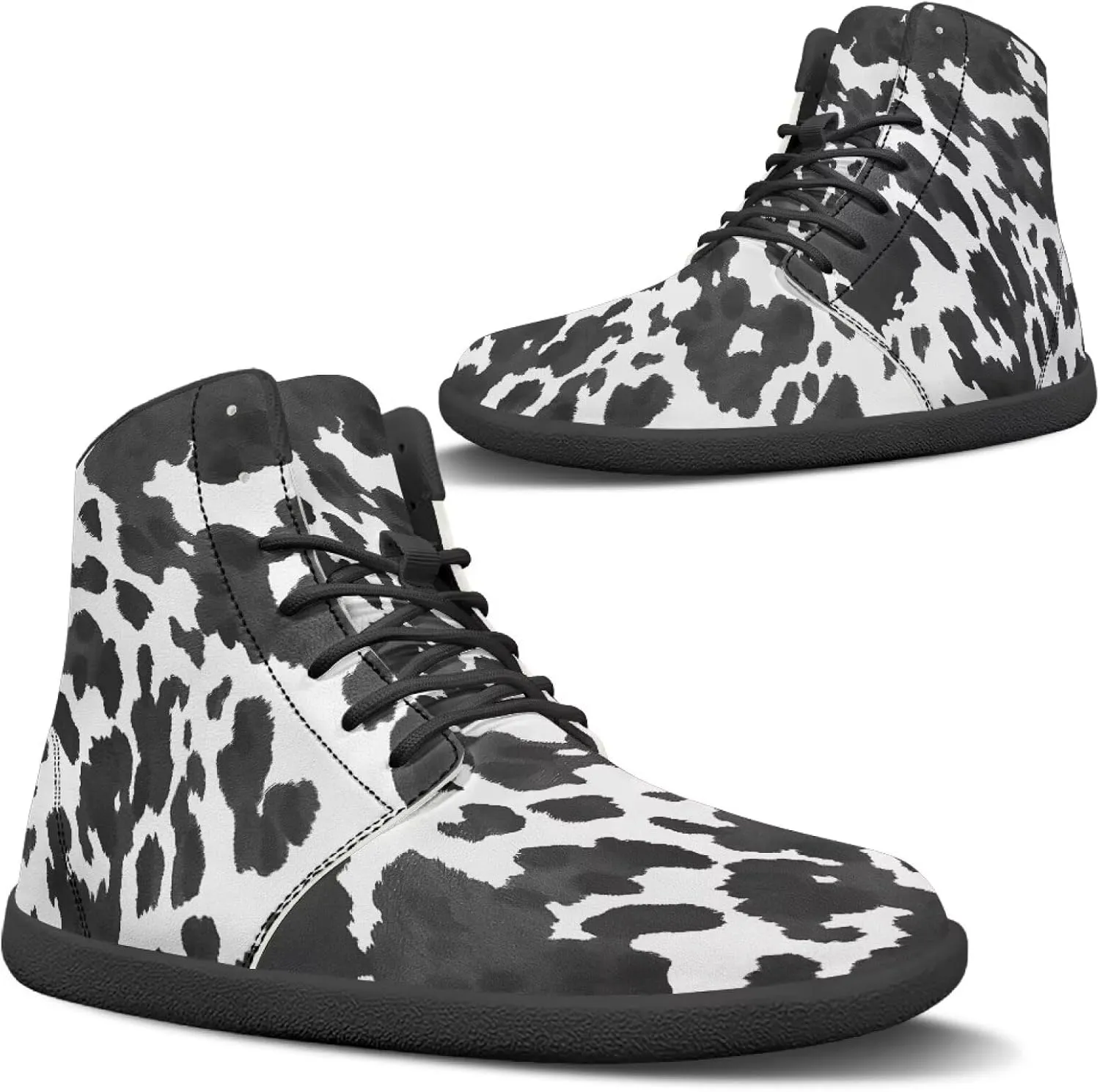 Doojoayie High Tops for Women Wide Barefoot Shoes Trendy Leopard Print Walking Shoes
