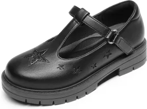 DREAM PAIRS Girls Mary Jane Chunky Platform T-Strap Oxfords Loafers Star Dress Shoes