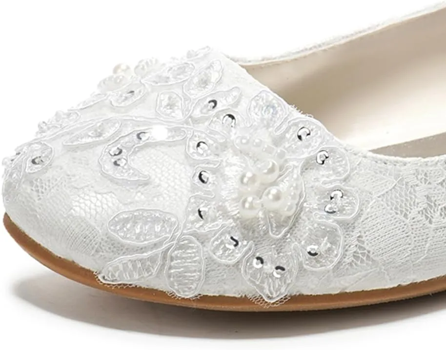 Emily Bridal Women's Silk Like Satin Flat Heel Closed Toe Flats