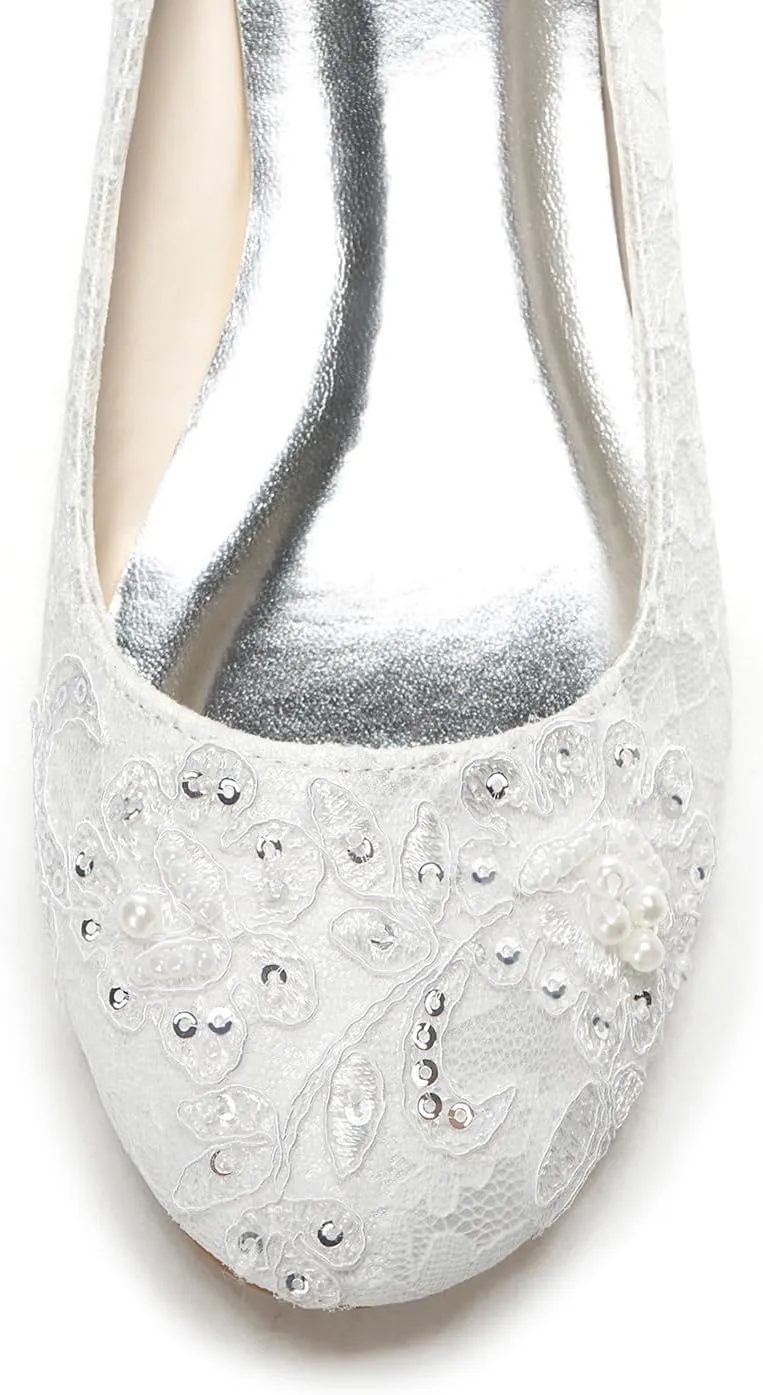 Emily Bridal Women's Silk Like Satin Flat Heel Closed Toe Flats