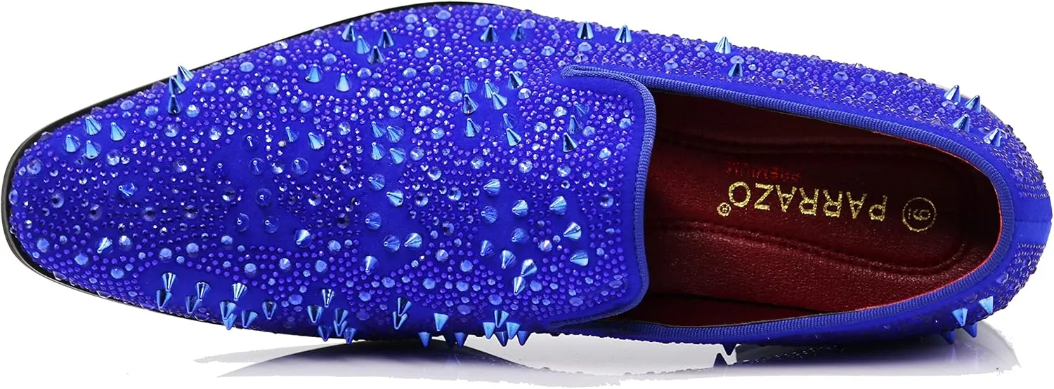 Enzo Romeo Men Fashion Rhinestones Studs Tuxedo Slip On Loafer Dress Shoes WBG