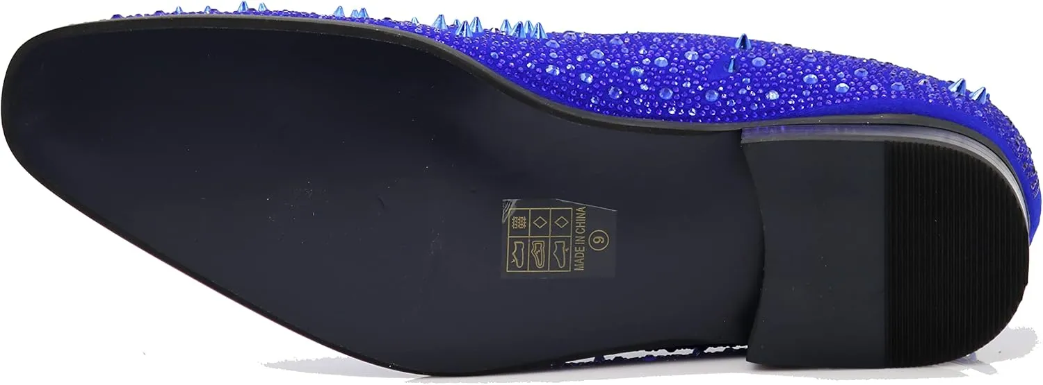 Enzo Romeo Men Fashion Rhinestones Studs Tuxedo Slip On Loafer Dress Shoes WBG