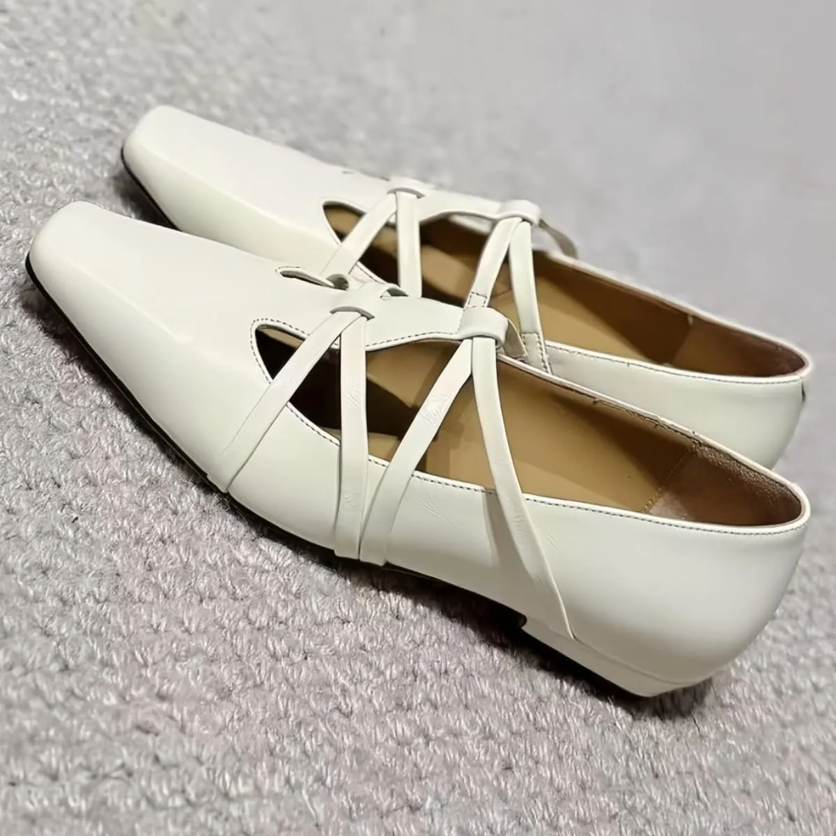 Fashionable Retro Slip On Mary Janes Shoes for Women with Strap Square Toe Genuine Leather Elegantes Ladylike Temperament Flats Casual Chunky Block Low Heels Spring