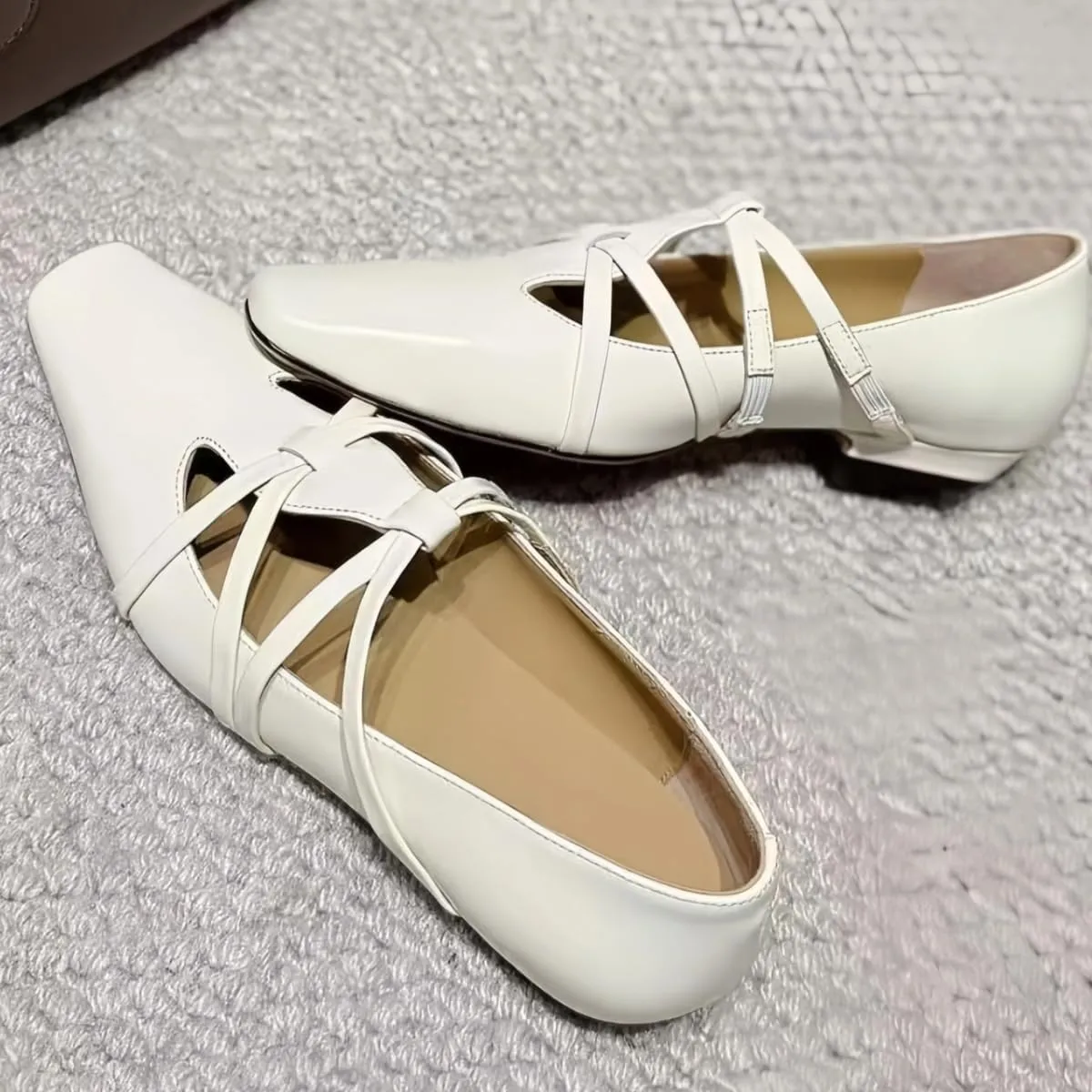 Fashionable Retro Slip On Mary Janes Shoes for Women with Strap Square Toe Genuine Leather Elegantes Ladylike Temperament Flats Casual Chunky Block Low Heels Spring