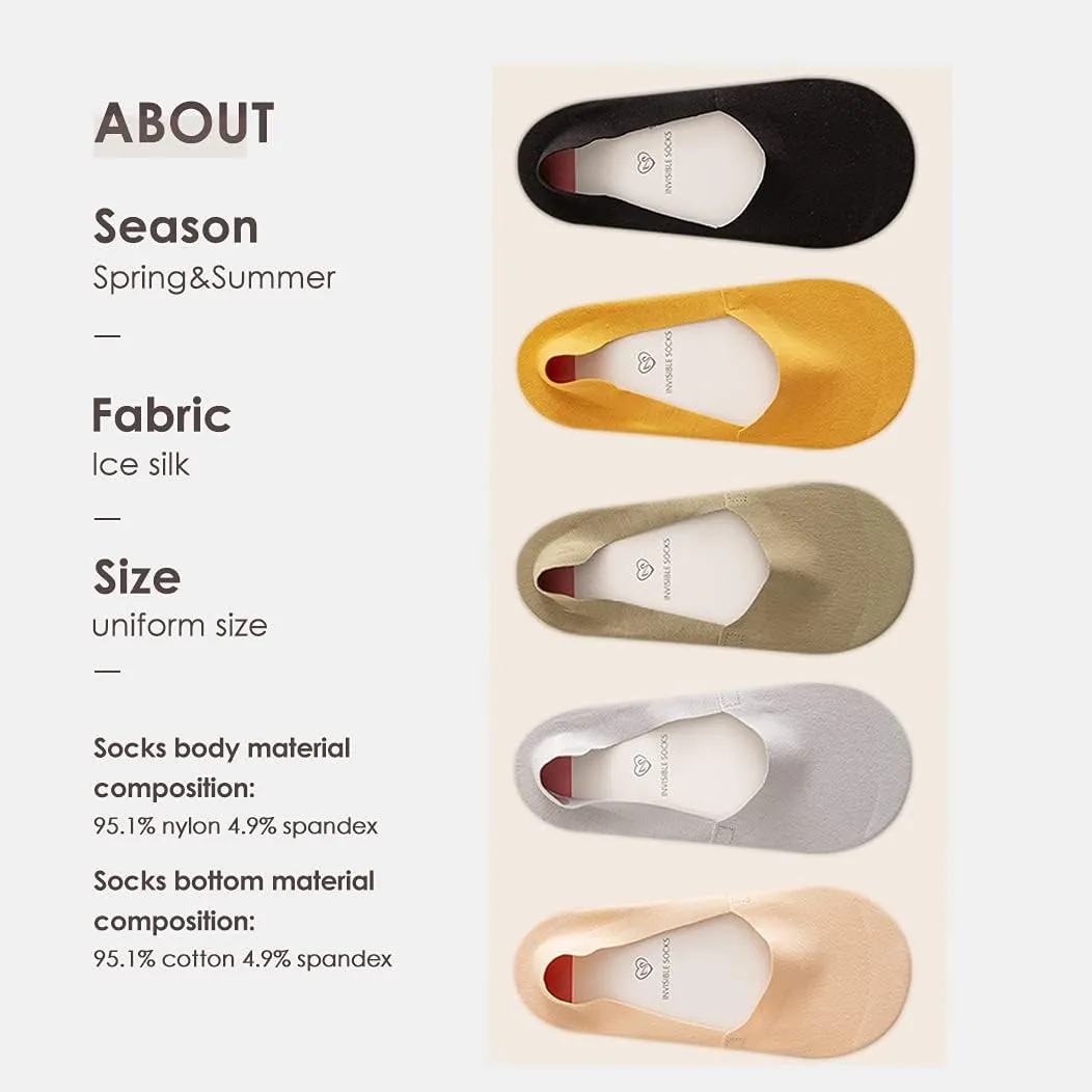 fidragon Women No Show Socks Low Cut Women Invisible for Flats and Dress Shoes Liner Socks with Non-Slip Heel Grips