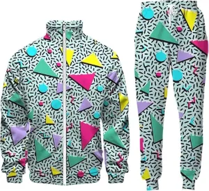 Flygo 80s 90s Outfit for Men Retro Track Suits 80s Tracksuit Set Windbreaker Hip Hop Party Rave Outfits