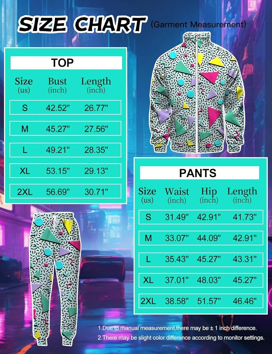 Flygo 80s 90s Outfit for Men Retro Track Suits 80s Tracksuit Set Windbreaker Hip Hop Party Rave Outfits