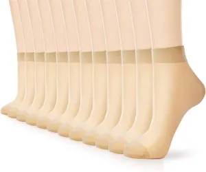 G&Y 12 Pairs Ankle Nylon Socks for Women - 20D Sheer Pantyhose Socks