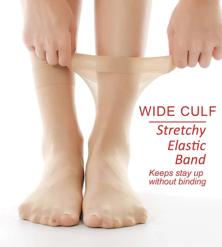 G&Y 12 Pairs Ankle Nylon Socks for Women - 20D Sheer Pantyhose Socks