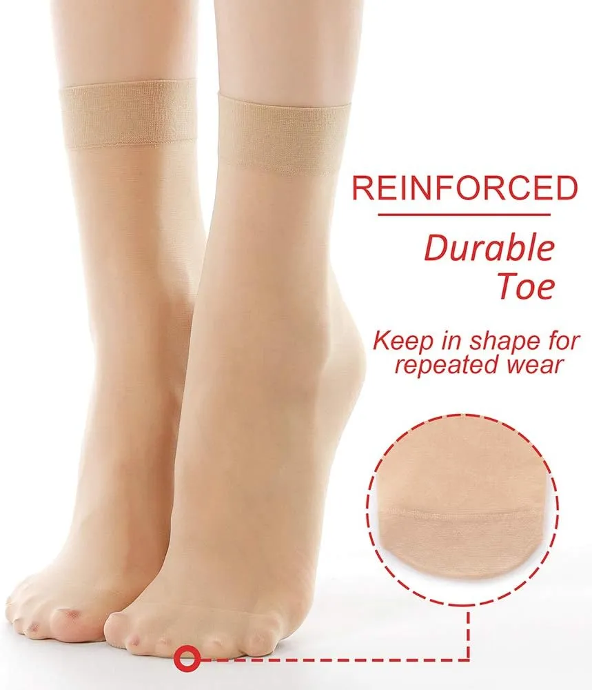 G&Y 12 Pairs Ankle Nylon Socks for Women - 20D Sheer Pantyhose Socks