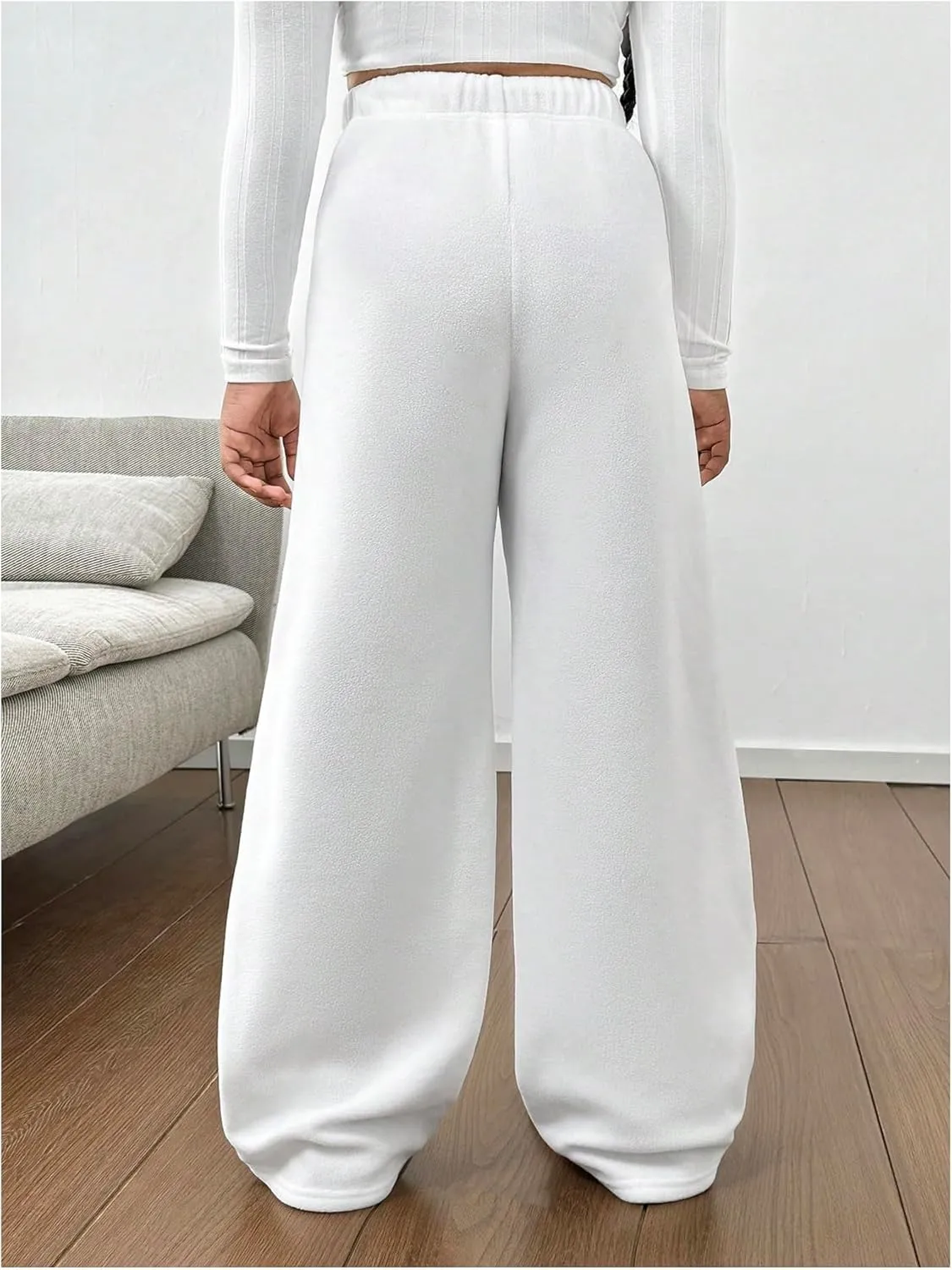 Girl's Basic Straight Leg Long Pants Soft Baggy Track Pant Sports Wear