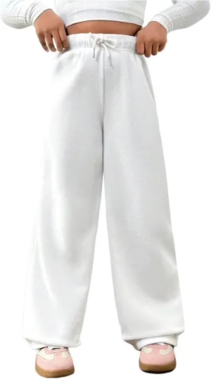 Girl's Basic Straight Leg Long Pants Soft Baggy Track Pant Sports Wear