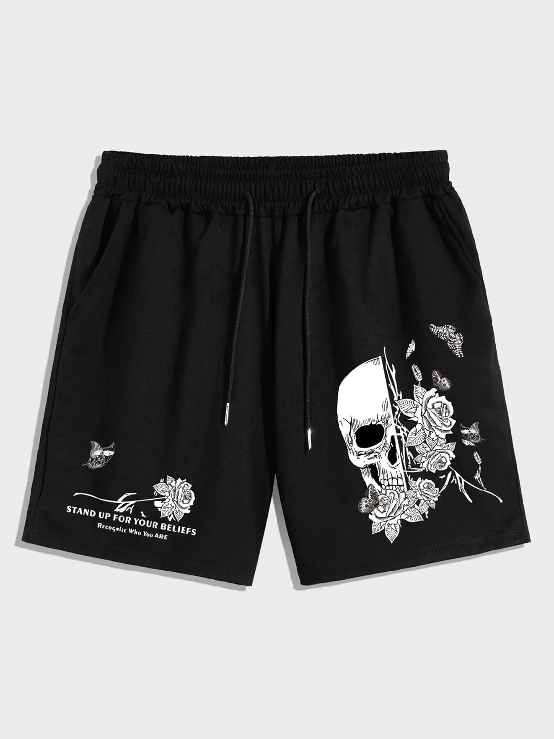 GORGLITTER Men's Reflective Cartoon Graphic Drawstring Waist Track Shorts Workout Short Pants