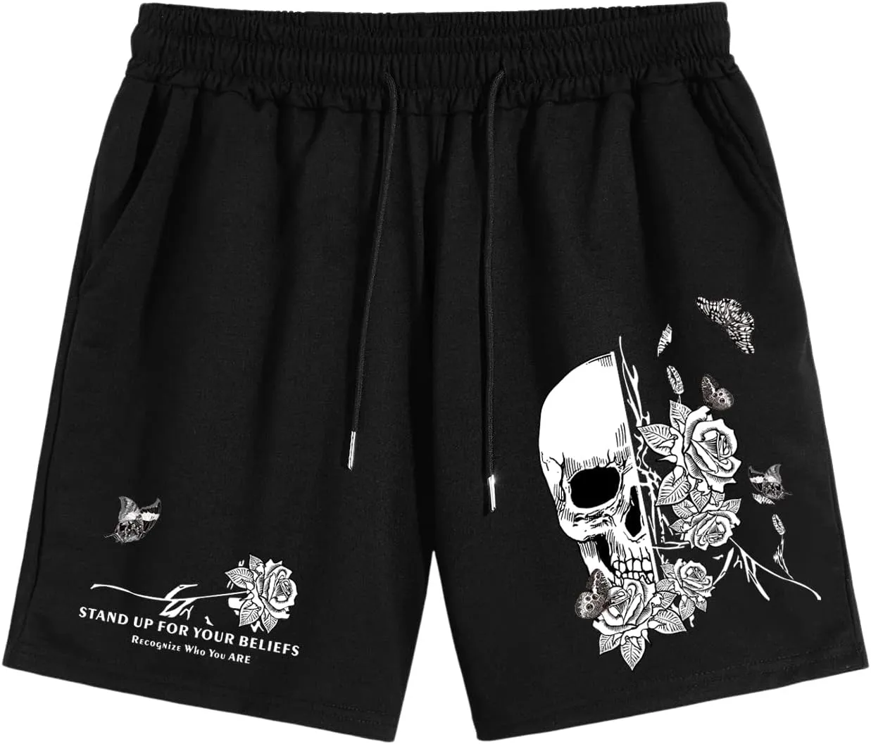 GORGLITTER Men's Reflective Cartoon Graphic Drawstring Waist Track Shorts Workout Short Pants