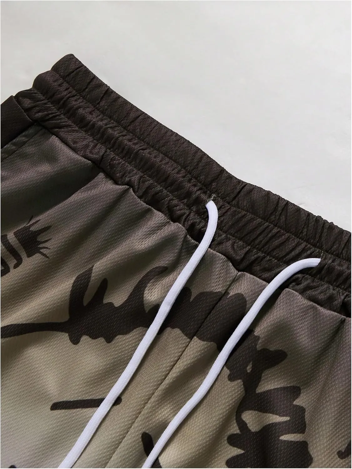 GORGLITTER Men's Reflective Cartoon Graphic Drawstring Waist Track Shorts Workout Short Pants