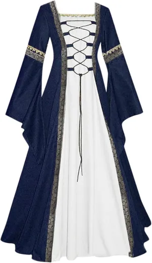 Gothic Dresses for Women Victorian Medieval Renaissance Dress Corset Long Sleeve Vintage Flowy Dress Party Ball Gown