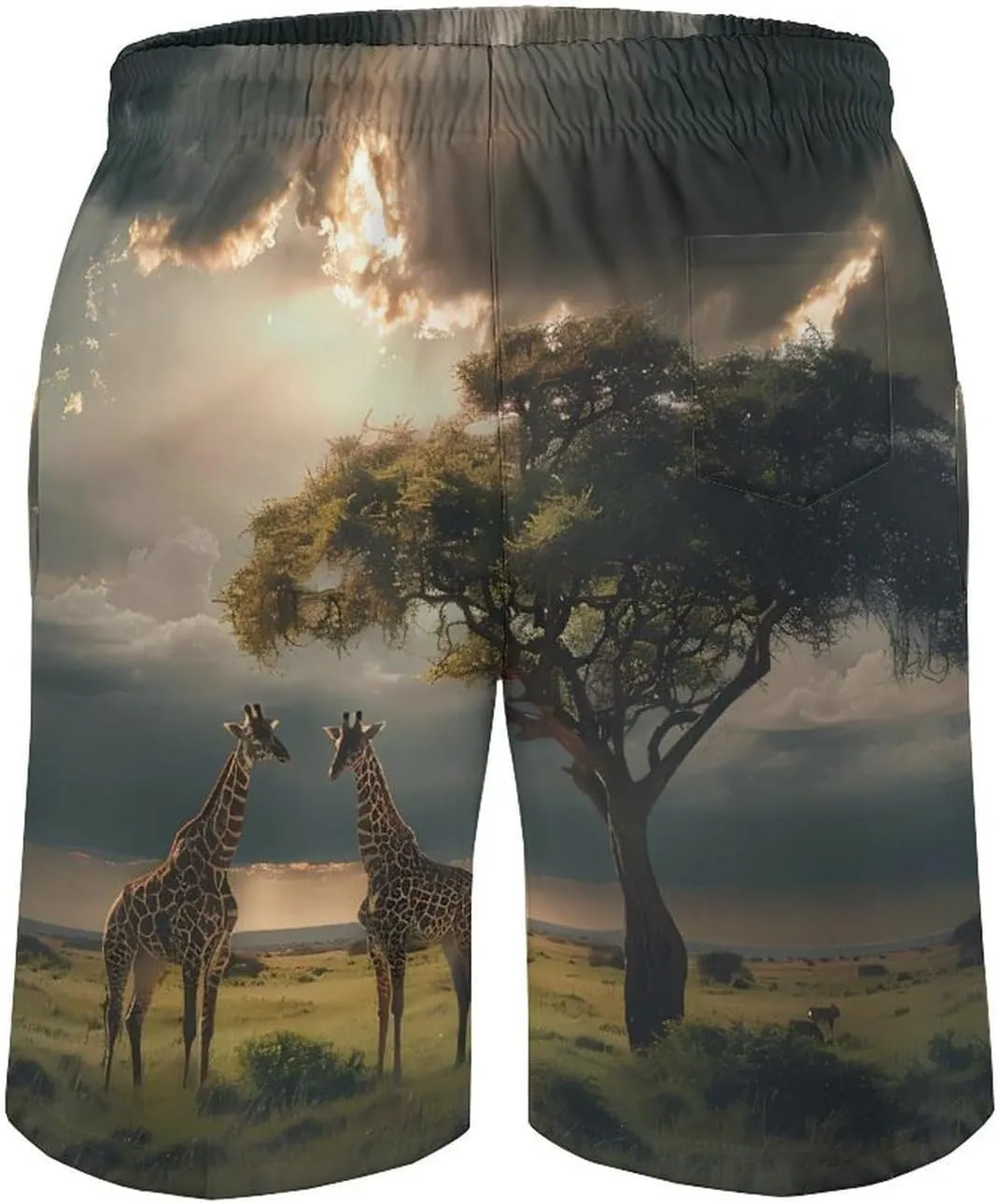 Grassland Giraffes Men's Swim Trunks Breathable Bathing Suit Swimming Board Shorts Hawaiian Beach Swimwear
