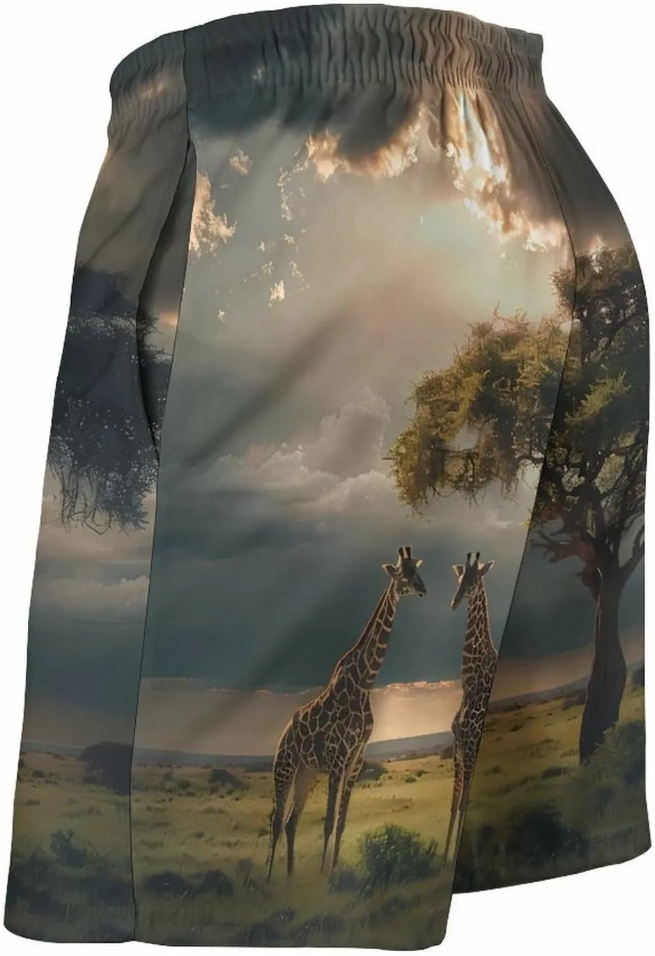 Grassland Giraffes Men's Swim Trunks Breathable Bathing Suit Swimming Board Shorts Hawaiian Beach Swimwear