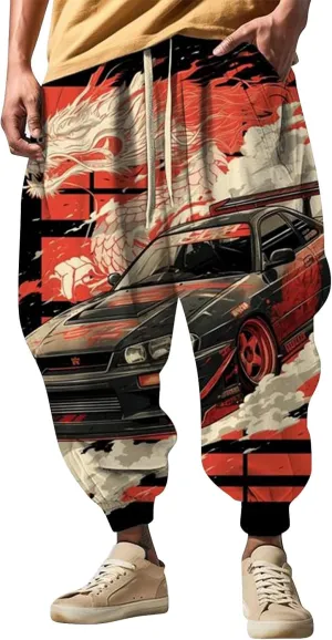 Harem Jogger Pant Print Fashion Street Feel Casual Sweatpants Funky Printed Plus Size Trousers Mens Baggy Pants