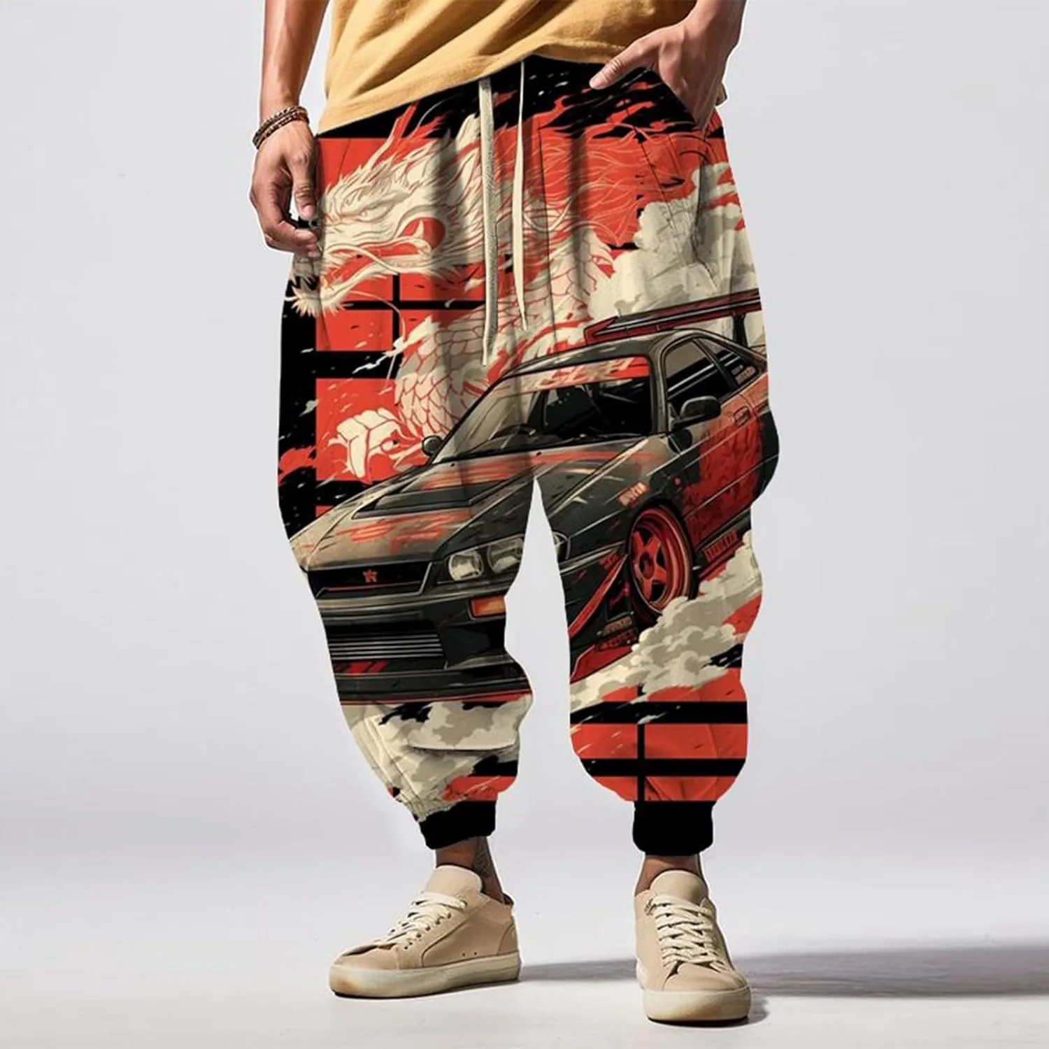 Harem Jogger Pant Print Fashion Street Feel Casual Sweatpants Funky Printed Plus Size Trousers Mens Baggy Pants