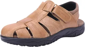 Harssidanzar Mens Leather Fisherman Sandals Closed Toe Sandal For Men KM226US